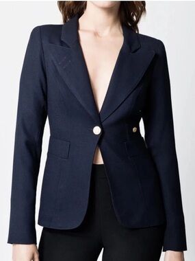Smythe Classic Duchess Blazer in Navy Blue Gold Buttons Size 12